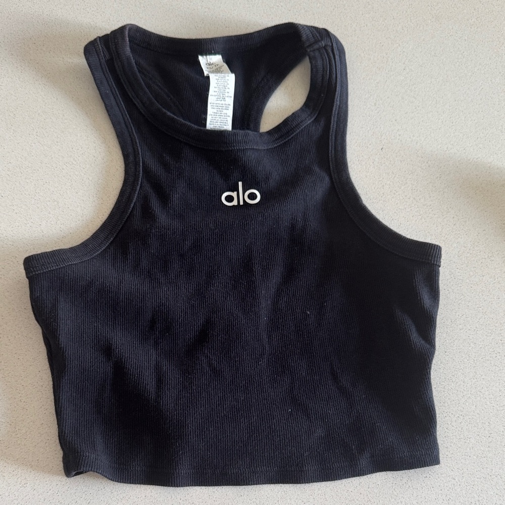 ALO Yoga Black Ribbed Tank Top